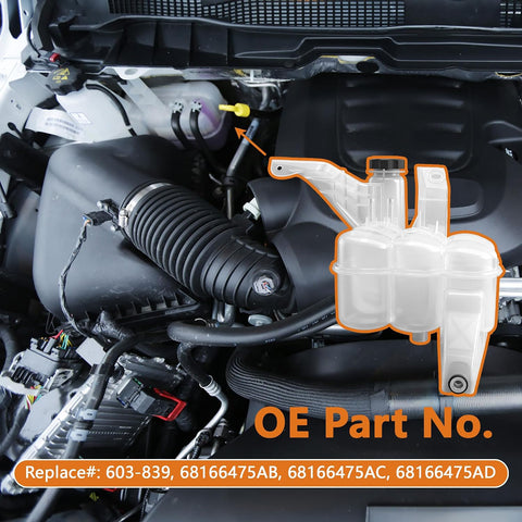 603-839 Engine Coolant Reservoir Compatible with 2013-2018 Ram 2500 3500 4500 5500 6.7L - Replaces OE# 68166475AC, 68166475AB, 68166475AD