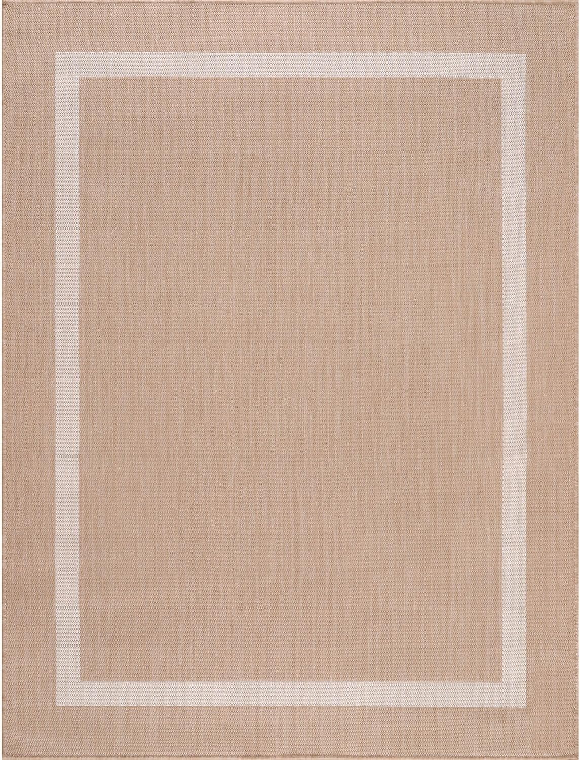 Luul Home Bordered Outdoor Rug 5x7 Washable Outside Carpet for Indoor Patio Porch Waterproof Easy Cleaning Non Shedding Area Rugs Beige 5 x 7