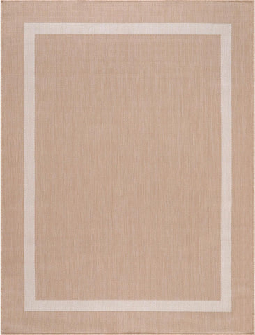 Luul Home Bordered Outdoor Rug 5x7 Washable Outside Carpet for Indoor Patio Porch Waterproof Easy Cleaning Non Shedding Area Rugs Beige 5 x 7