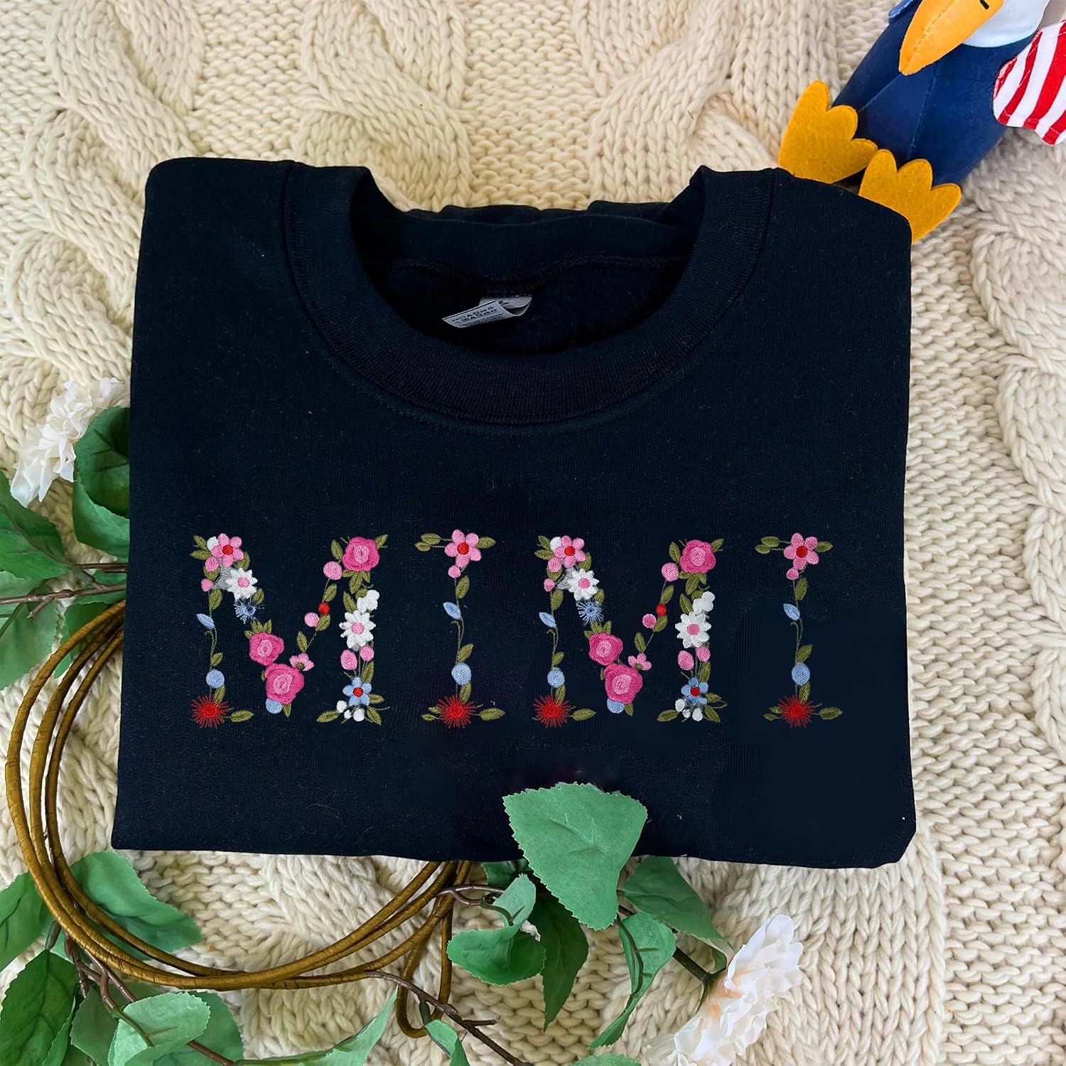 Embroidery Mimi Sweatshirts For Women Gift Sweatshirt From Grandkids Mimi Flower Grandma Gift Mothers Christmas