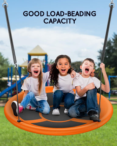 Everyfun 43 Inch Saucer Tree Swing for Kids Adults 700lbs Capacity Orange