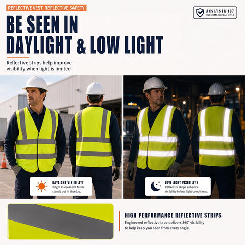 AYKRM 12 colour High visibility viz vest hi vis viz reflective work construction safety vest (XS-8XL)