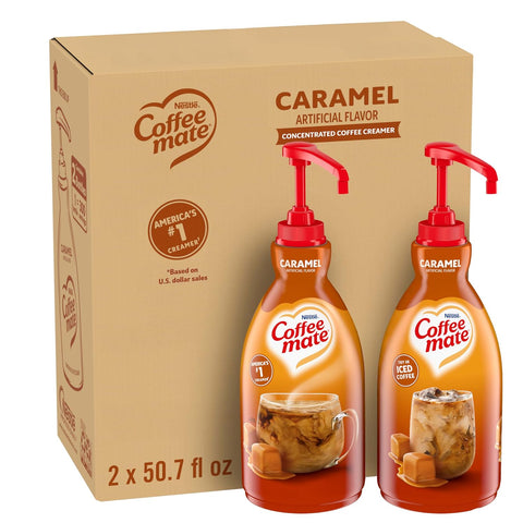 Nestle Coffee mate Caramel Non-Dairy Creamer Pump Bottle, 50.7 oz, 2-Pack