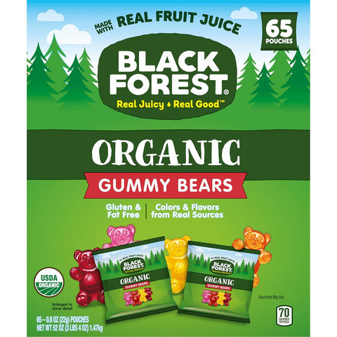 Black Forest Organic Gummy Bears Candy, 0.8 Ounce Pouches (65 Count) (Pack of 2)