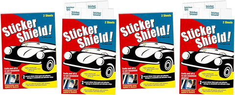 STICKER SHIELD - Windshield Sticker Applicator for Easy Application, Removal and Re-Application from Car to Car - 4 inch x 6 inch Sheets (Pack of 2 Sheets)