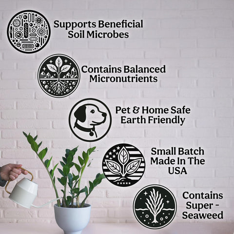 Organic Liquid Indoor Plant Food, Houseplant, Tropical & All-Purpose Indoor Plant Fertilizer, Organic Liquid Fertilizer 5-5-5 with Sea Kelp, 12oz Treats 75 Gallons