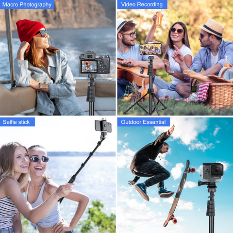 Sensyne 67" Phone-Tripod, Extendable Cell Phone Tripod Stand & Selfie Stick with Wireless Remote and Phone Holder, Compatible with iPhone Android Phone, Camera