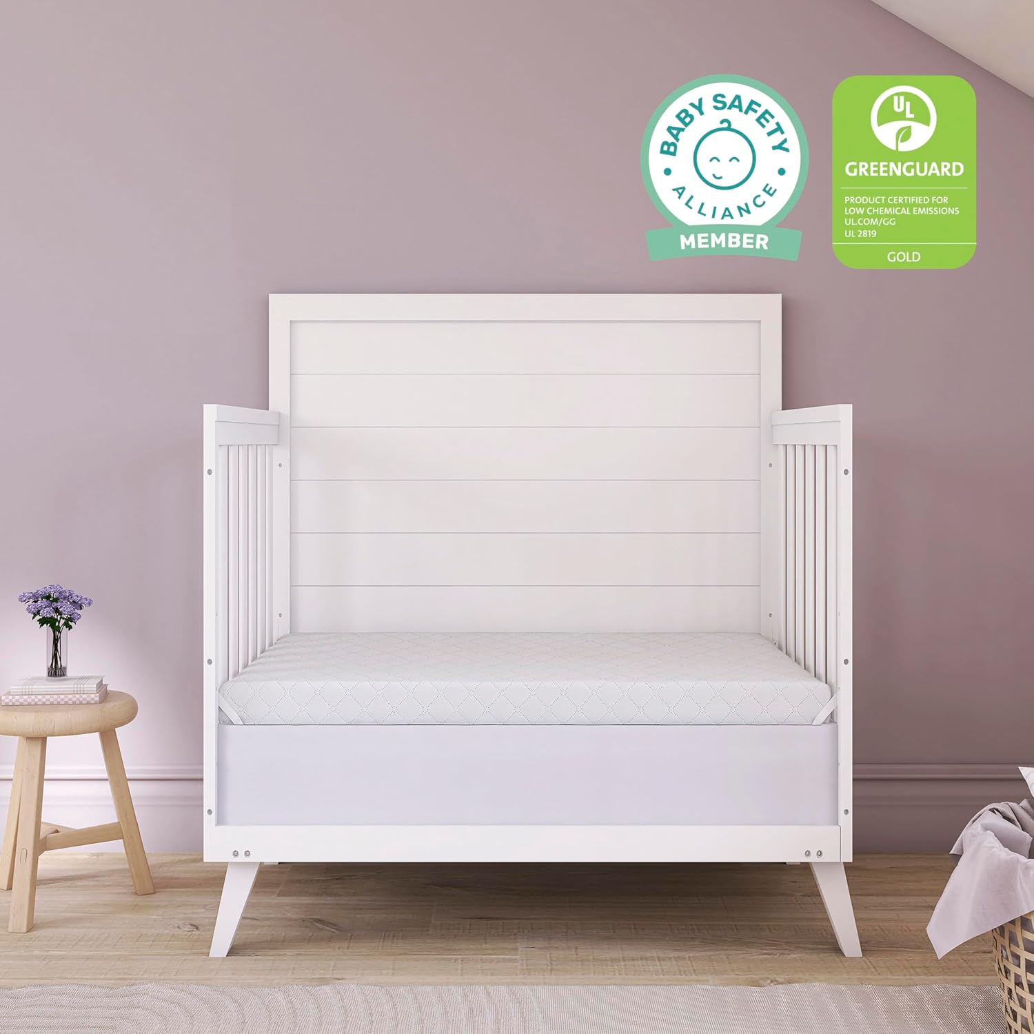 Dream On Me Holly 2-in-1 Mini Crib Mattress, Dual-Sided Infant & Toddler, Waterproof Cover, GREENGUARD Gold Certified, 38” x 24” x 3”, Fits Mini & Select Portable Cribs, Not for Playards