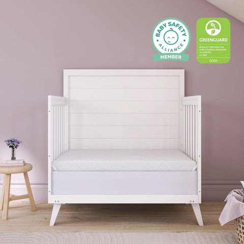 Dream On Me Holly 2-in-1 Mini Crib Mattress, Dual-Sided Infant & Toddler, Waterproof Cover, GREENGUARD Gold Certified, 38” x 24” x 3”, Fits Mini & Select Portable Cribs, Not for Playards