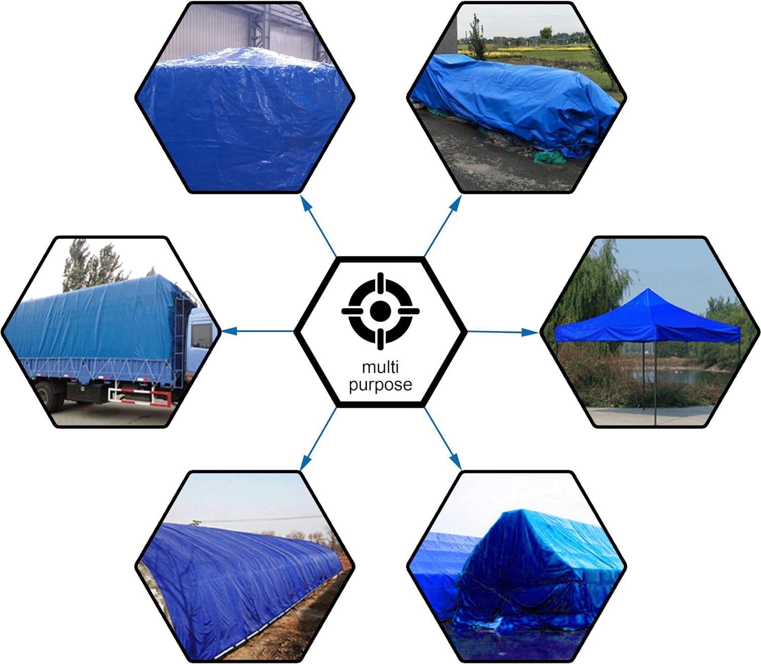 CARTMAN 10x12Ft Multipurpose Waterproof Poly Tarp Cover 5 Mil, Blue