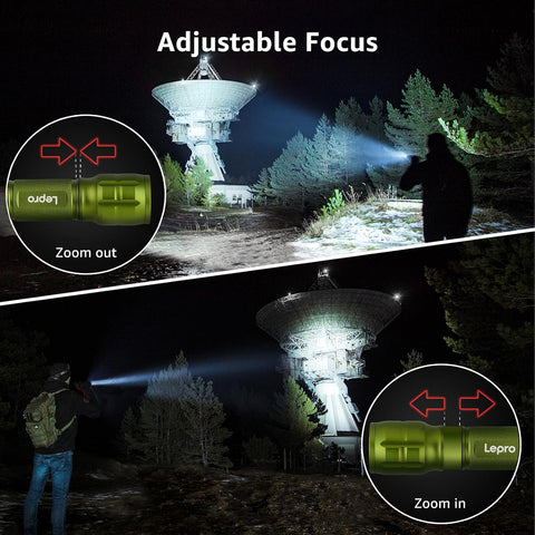 Lepro LED White Light Flashlight, High Lumens Waterproof Adjustable Focus