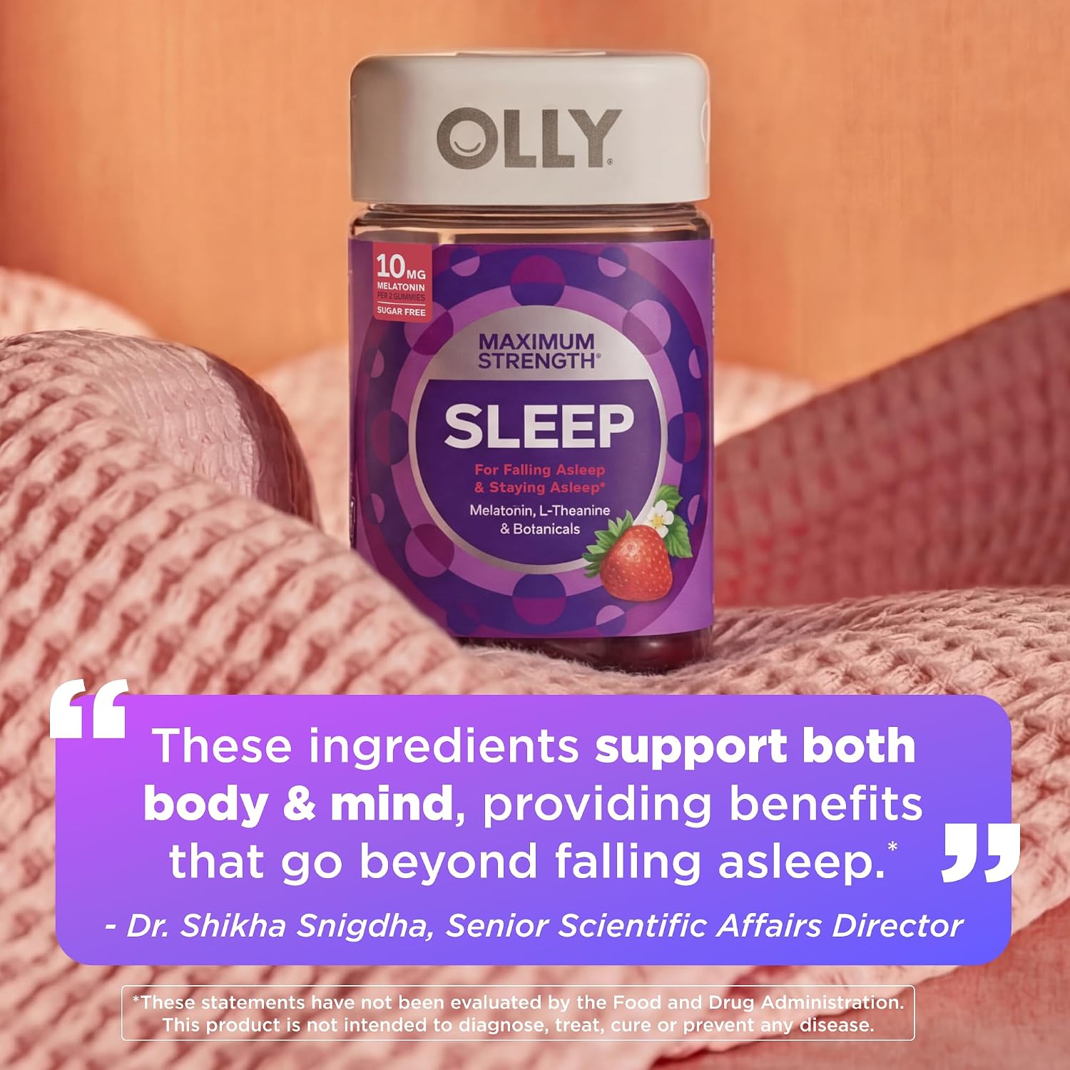 OLLY Maximum Strength Sleep Support Supplement, 10 mg Melatonin - 70 Count