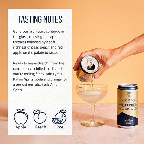 Lyre’s Classico Sparkling Wine 24-Pack, Non Alcoholic Wine, Canned Mocktail