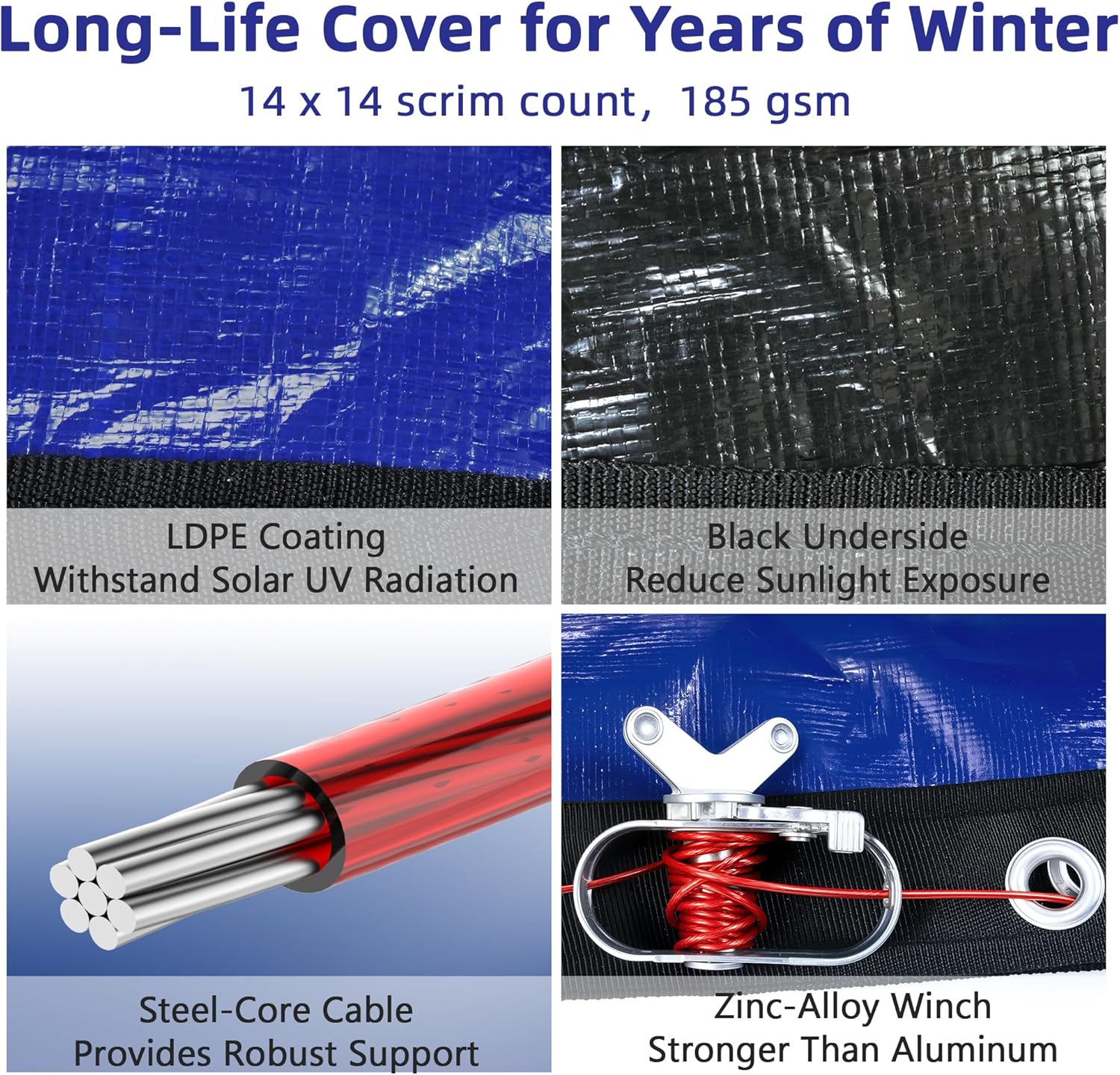 POOLACC Pool Cover for Above Ground Pools, 24 ft Round