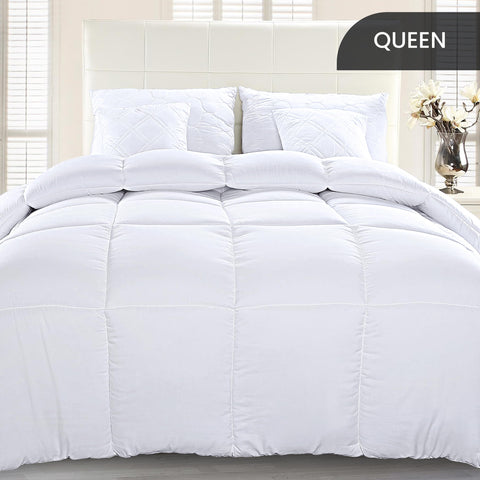 Utopia Bedding Comforter Duvet Insert, Quilted Comforter with Corner Tabs, Box Stitched Down Alternative Comforter Queen (White)