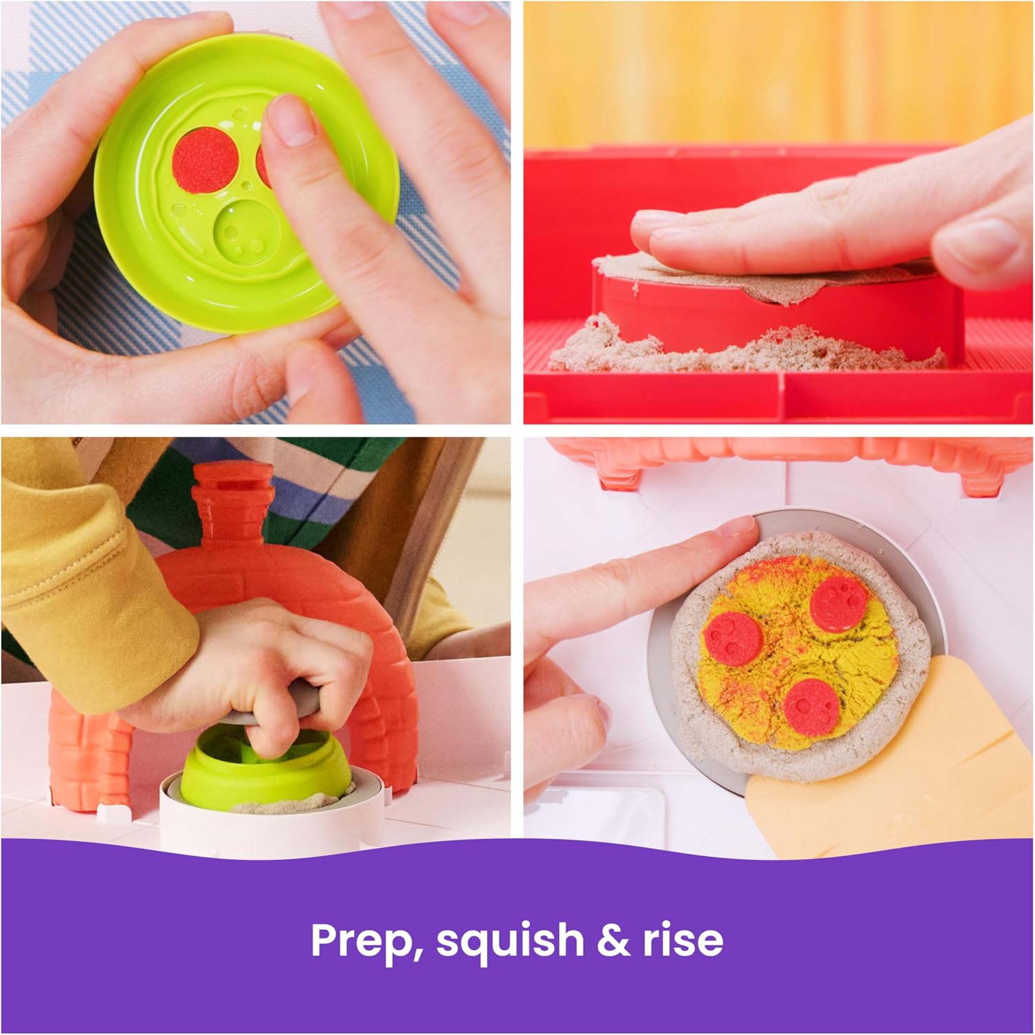Kinetic Sand SquishPizza Playset, Moldable Play Sand Sensory Toys, Ages 5+