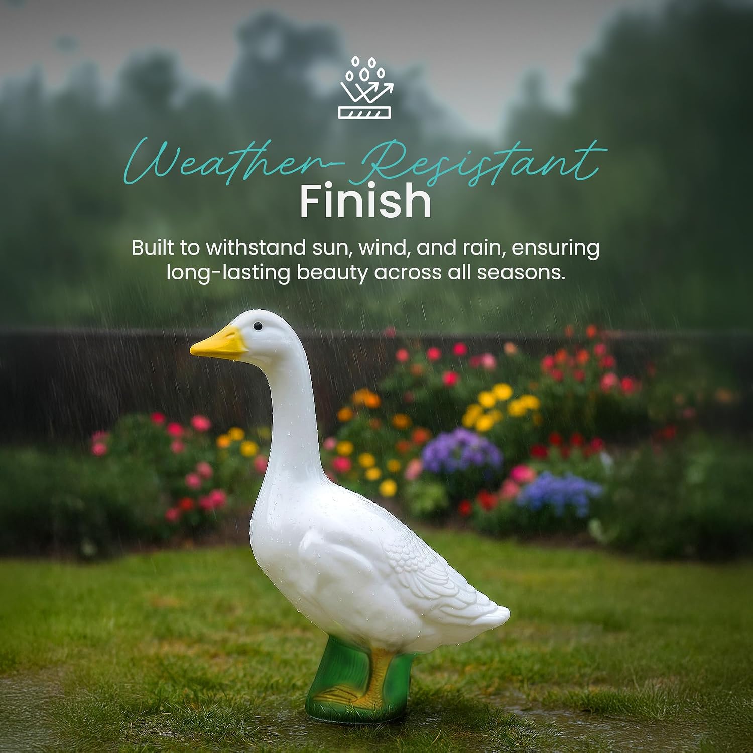 Union Products 23 Inch Front Porch Goose Statue, Lawn Decor Figurine, White