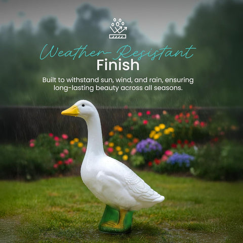 Union Products 23 Inch Front Porch Goose Statue, Lawn Decor Figurine, White