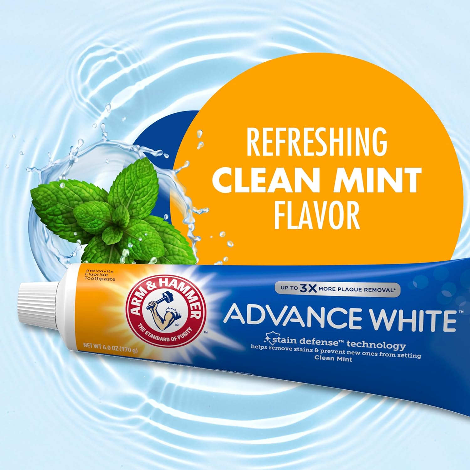 ARM & HAMMER Advance White Toothpaste, Clean Mint, 6.0 oz, 4-Pack