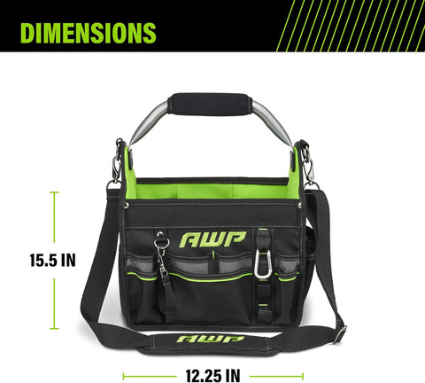 AWP Tool Bags, Premium Tool Bag, Black, Durable Tool Tote, for Professionals and Contractors