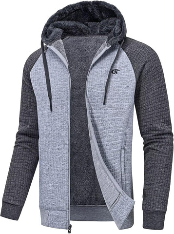 yuyangdpb Men's Zip Up Hoodie Heavyweight Fleece Sherpa Lined Sweatshirt Jackets Winter Warm Coats
