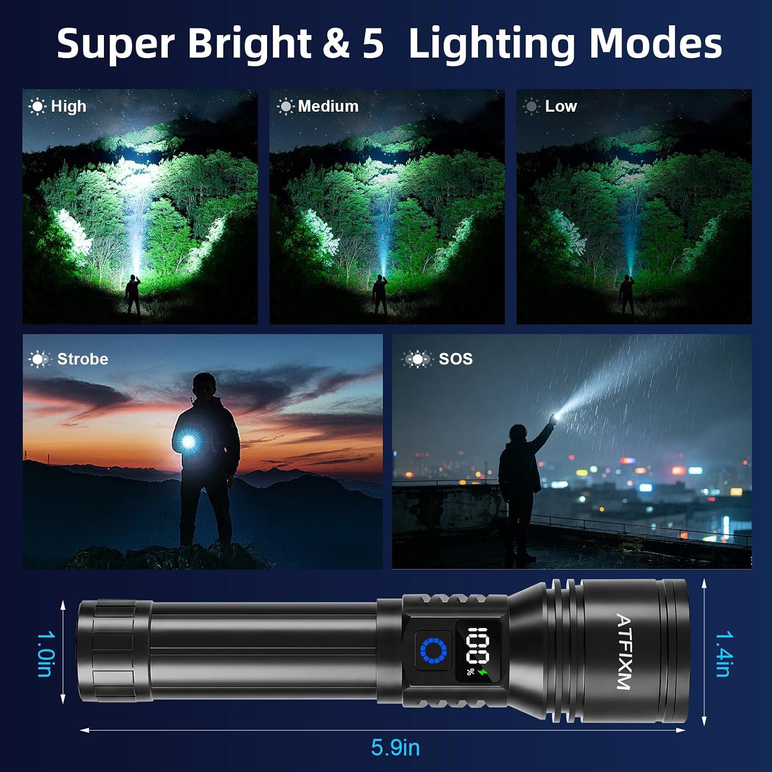 Rechargeable Flashlights High Lumens 99000, Super Bright Flash Light, 3Pack