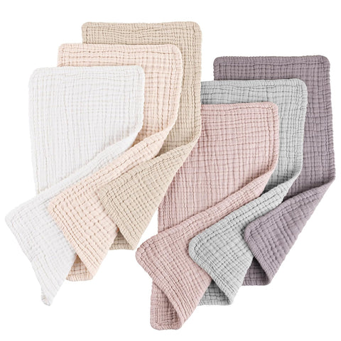 Konssy 6-Pack Thick Muslin Baby Burp Cloths, 6-Layer Ultra Soft Cotton
