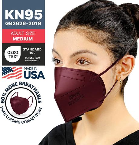 AccuMed BNX KN95 Face Masks Made in USA (Adult Large, Adult Medium, Kids Small) (Earloop) (Model: E95/E95M/E95S)