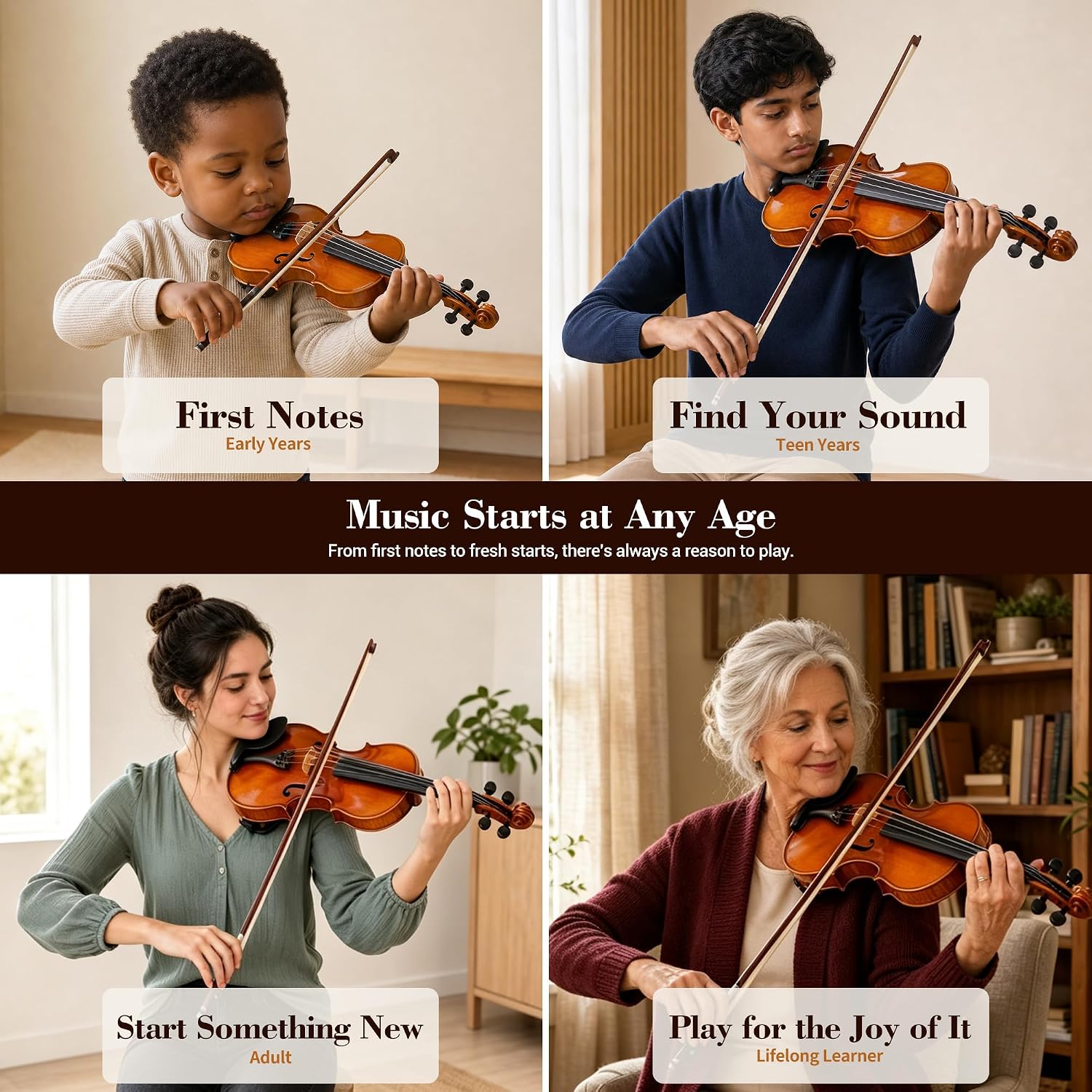 Paititi Student Violin Starter Kit with Case and Shoulder Rest - 1/8