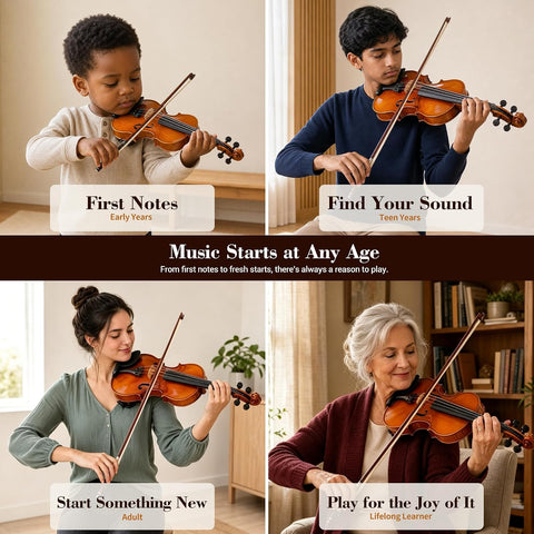 Paititi Student Violin Starter Kit with Case and Shoulder Rest - 1/8
