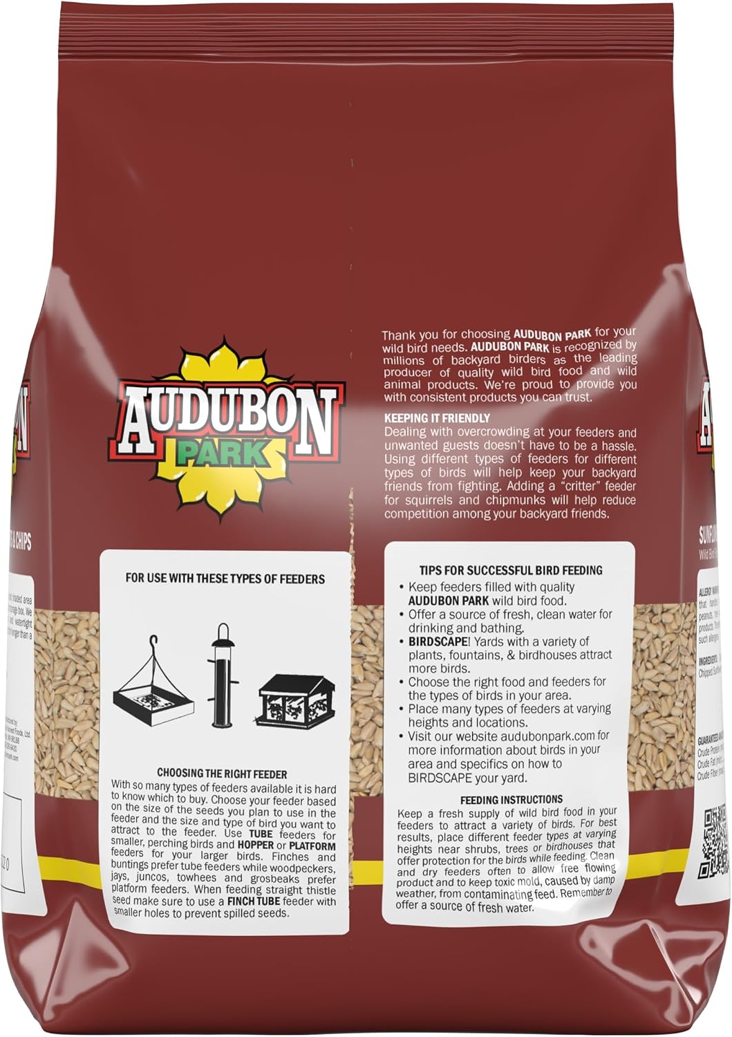 Audubon Park Sunflower Hearts & Chips Wild Bird Food, No Mess Sunflower Seeds for Birds, 5-Pound Bag (Pack of 4)