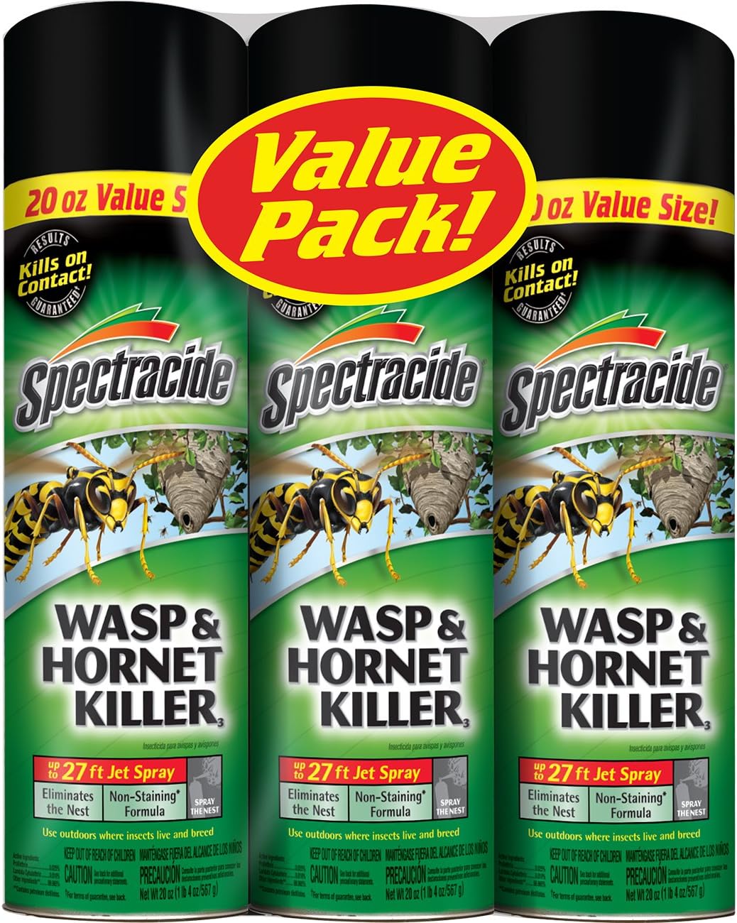Spectracide Wasp and Hornet Killer Aerosol, 20-Ounce, 3-Pack