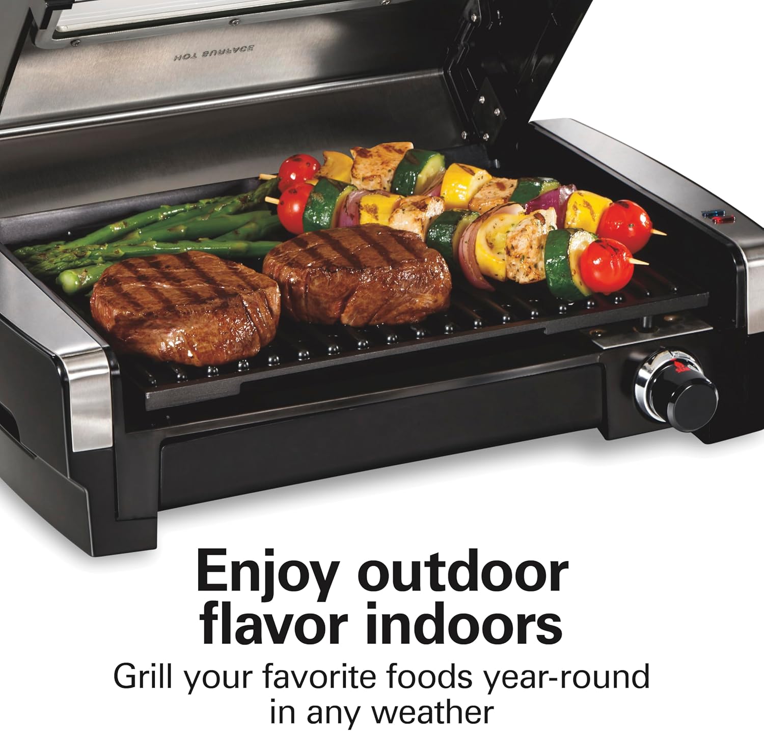 Hamilton Beach Electric Indoor Searing Grill With Lid & Viewing Window