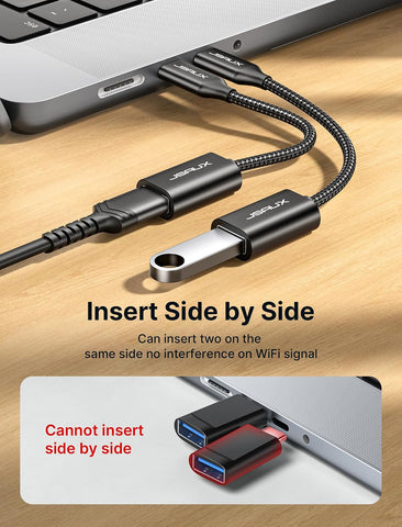 JSAUX USB C to USB 3.0 Adapter [2 Pack], USB C Male to USB Female OTG Cable Adapter Compatible with MacBook Pro/Air, iPhone 17 Pro Max/iPhone Air/16e/16/15 Series, Samsung Galaxy S25/S24/S23-Black