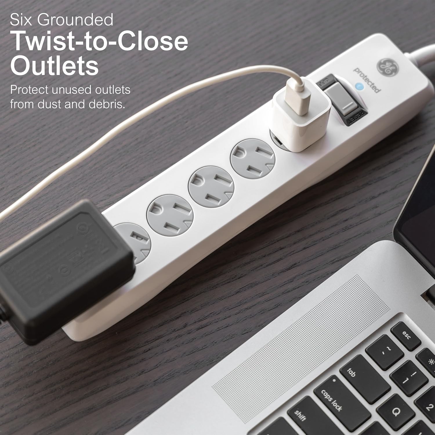 GE Surge Protector Power Strip, 10 Ft Extension Cord, 6 Outlet Extender