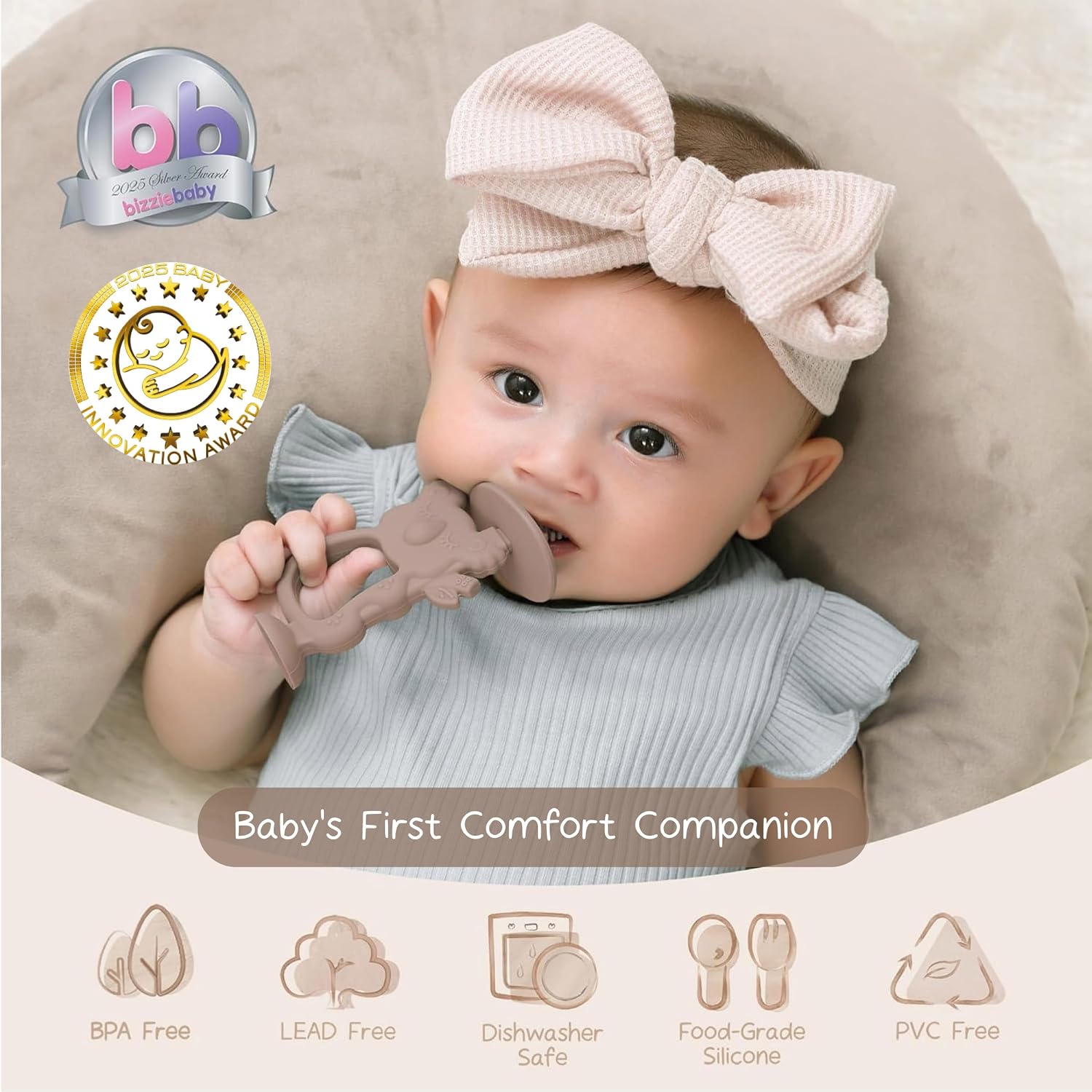 Moonkie Koala Baby Teether & 360° Silicone Toothbrush, Teething Toy, 3M+