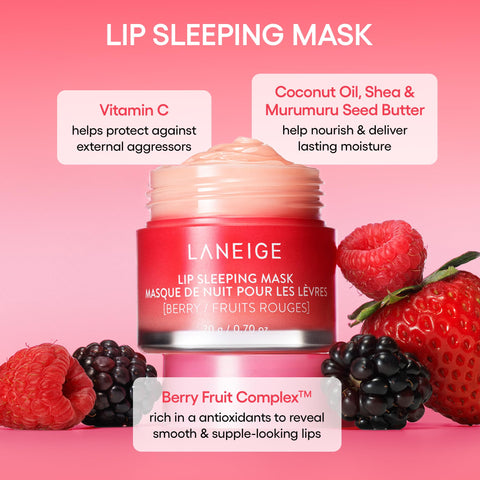 LANEIGE Lip Sleeping Mask Sweet Candy: Nourish, Hydrate, Vitamin C, Murumuru & Shea Butter, Antioxidants, Flaky, Dry Lips