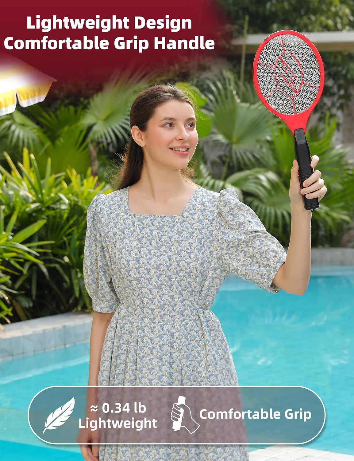 Electric Fly Swatter 2 Pack (Red & Blue), Battery Powered Bug Zapper Racket for Mosquitoes & Flies, Safe Protective Mesh, Indoor & Outdoor Use, Batteries Not Included