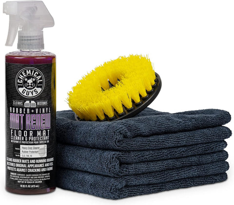 Chemical Guys, Heavy Duty Floor Mat Cleaning Kit, Mat Renew & Brush, 5 Pc