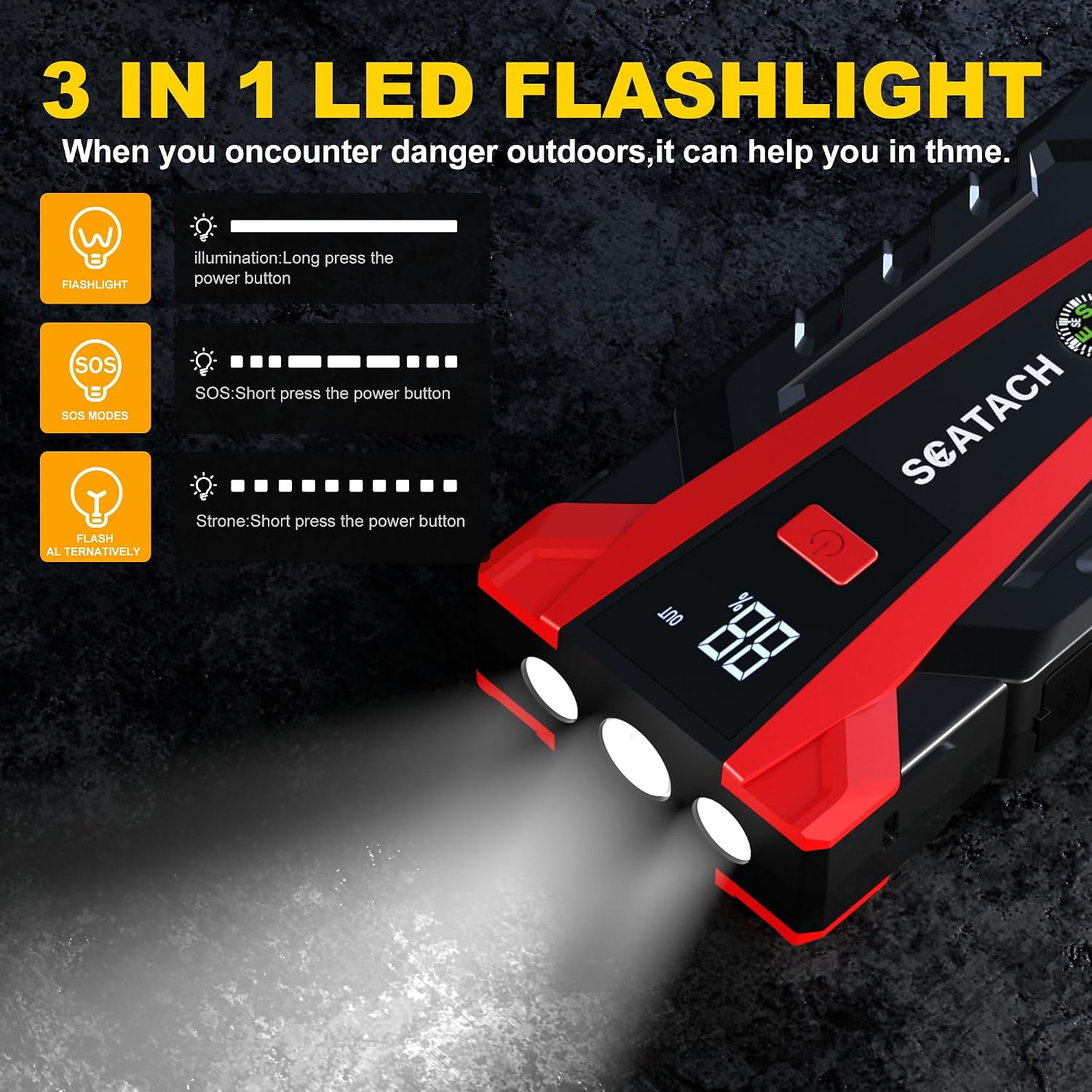 Scatach Jump Starter, 6000A Battery Jumper Starter Portable 12V Jump Box