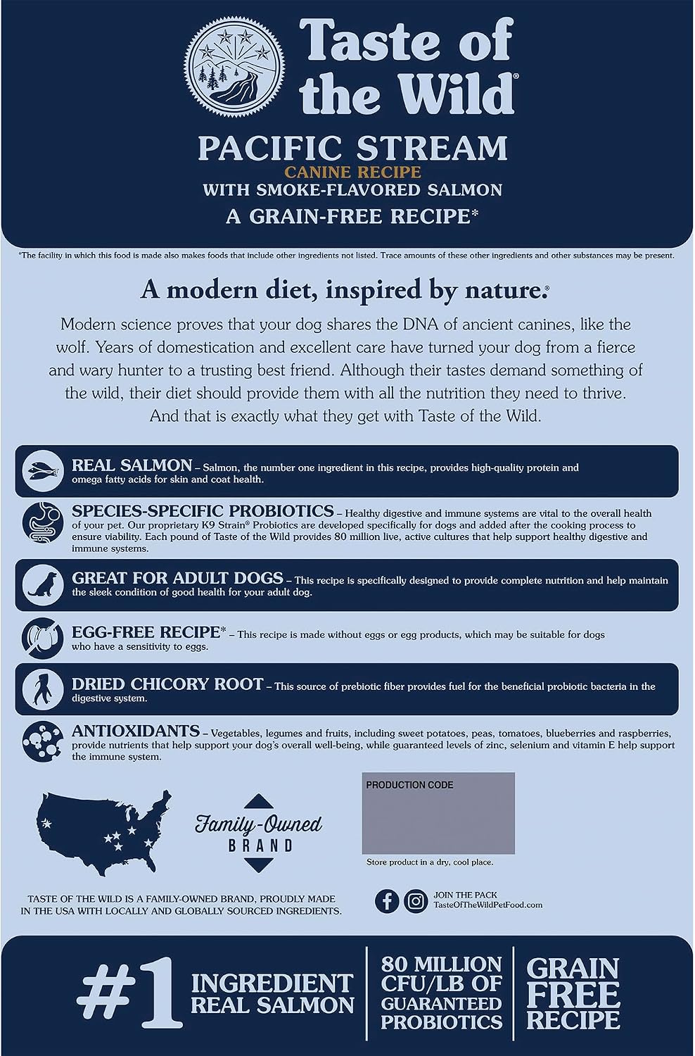 Taste of the Wild Pacific Stream Adult Dry Dog Food, Salmon, 5lb
