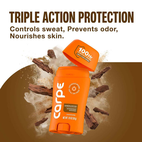 Carpe 100-Hour Antiperspirant Deodorant for Men, Sandalwood - 2 Pack