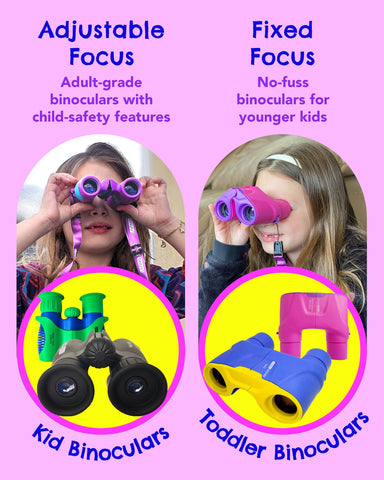 Kids Binoculars 8x21 Pink- Girls Age 3-12, Shock Proof Compact Binoculars for Kids Set- Neck Strap, Compass, Carabiner, Case- High-Resolution Optics Child Gift Toy for Bird Watching, Hiking, Spy