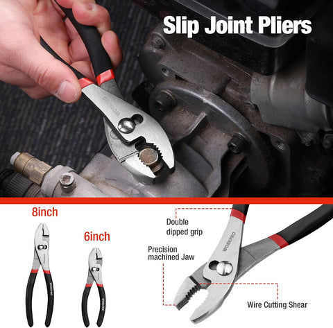 WORKPRO 7-piece Pliers Set, Pliers Tool Set with Comfort Grip, Black