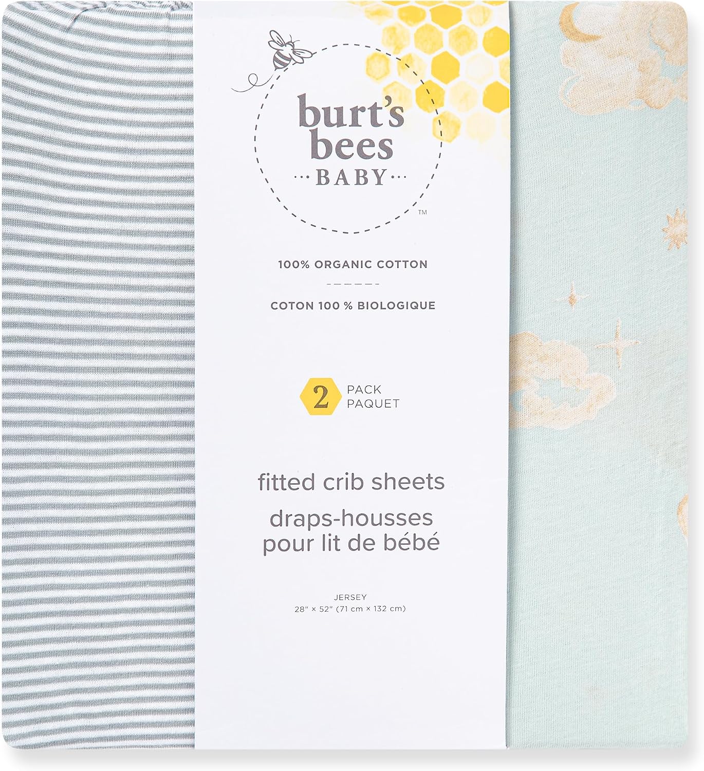 Burt's Bees Baby Organic Cotton Fitted Crib Sheet, Unisex Baby Beddings