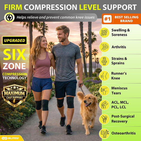 Knee Brace Men & Women, Knee Compression Sleeve Support Wrap Tendonitis XL
