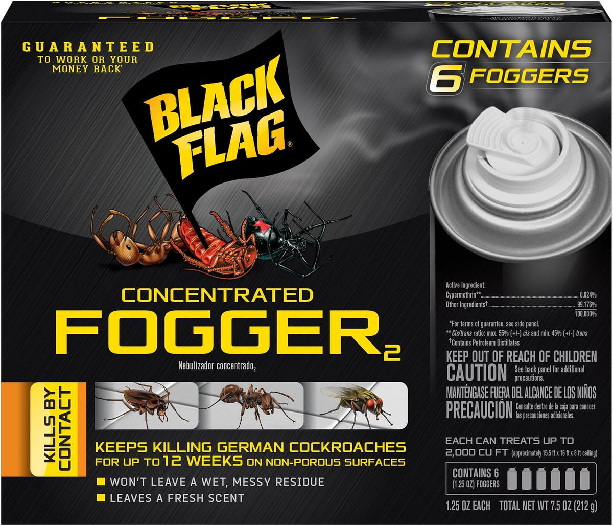 Black Flag Concentrated Fogger, 6 Count-1.25 Ounce Cans, Indoor Insecticide