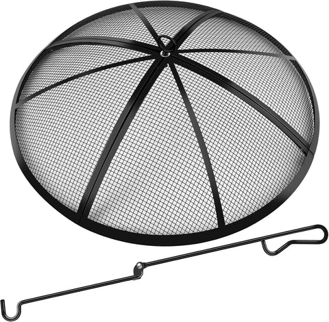 Fire Pit Spark Screen, Fire Pit Screen 36 Inch Round with Handle & Poker