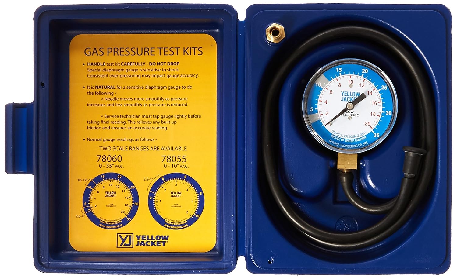 Yellow Jacket Yellow Jacket 78060 Complete Test Kit, 0-35" W.C
