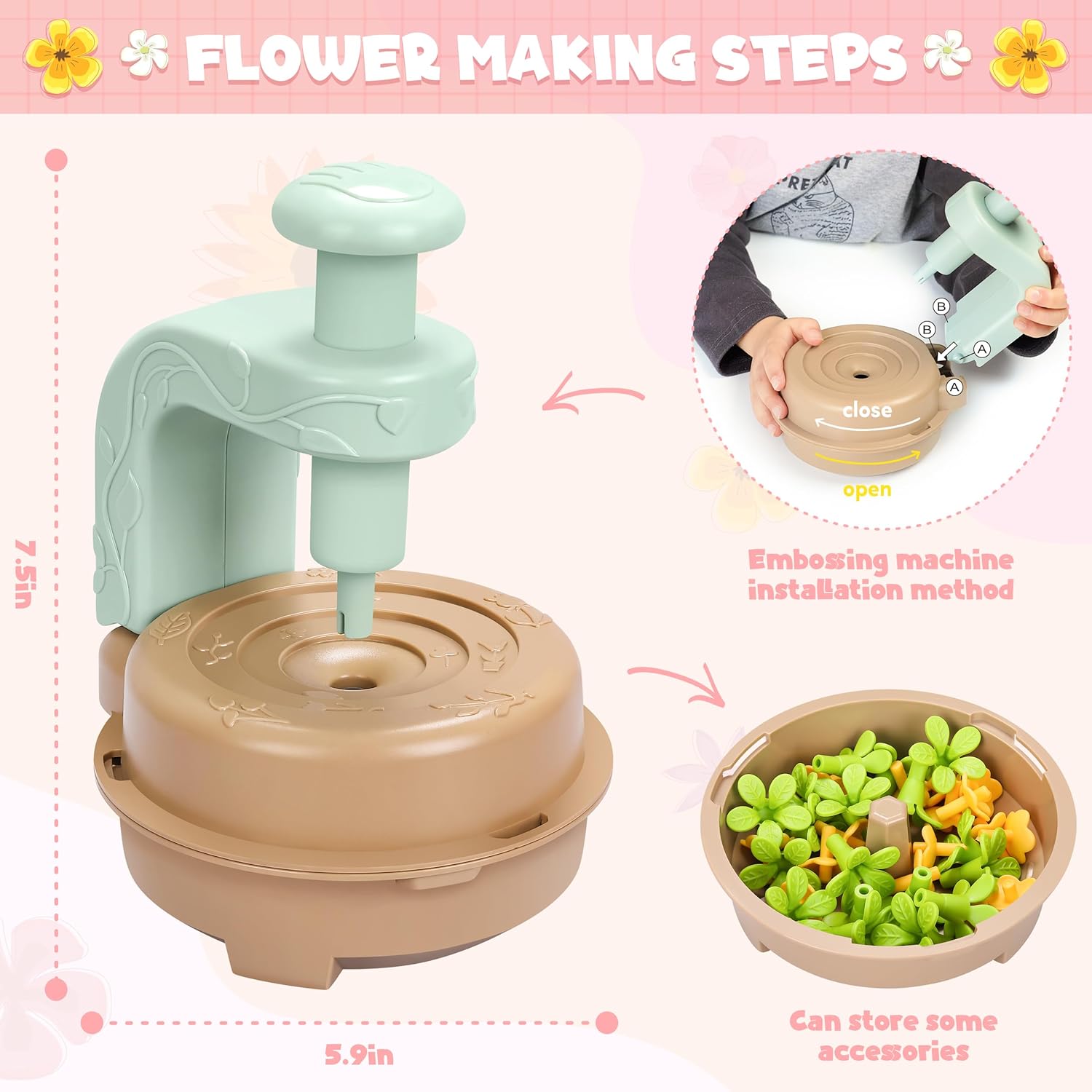 DIY Fabric Flower Bouquet Craft Kit, Educational Toy Gift Girls Toddlers 4+